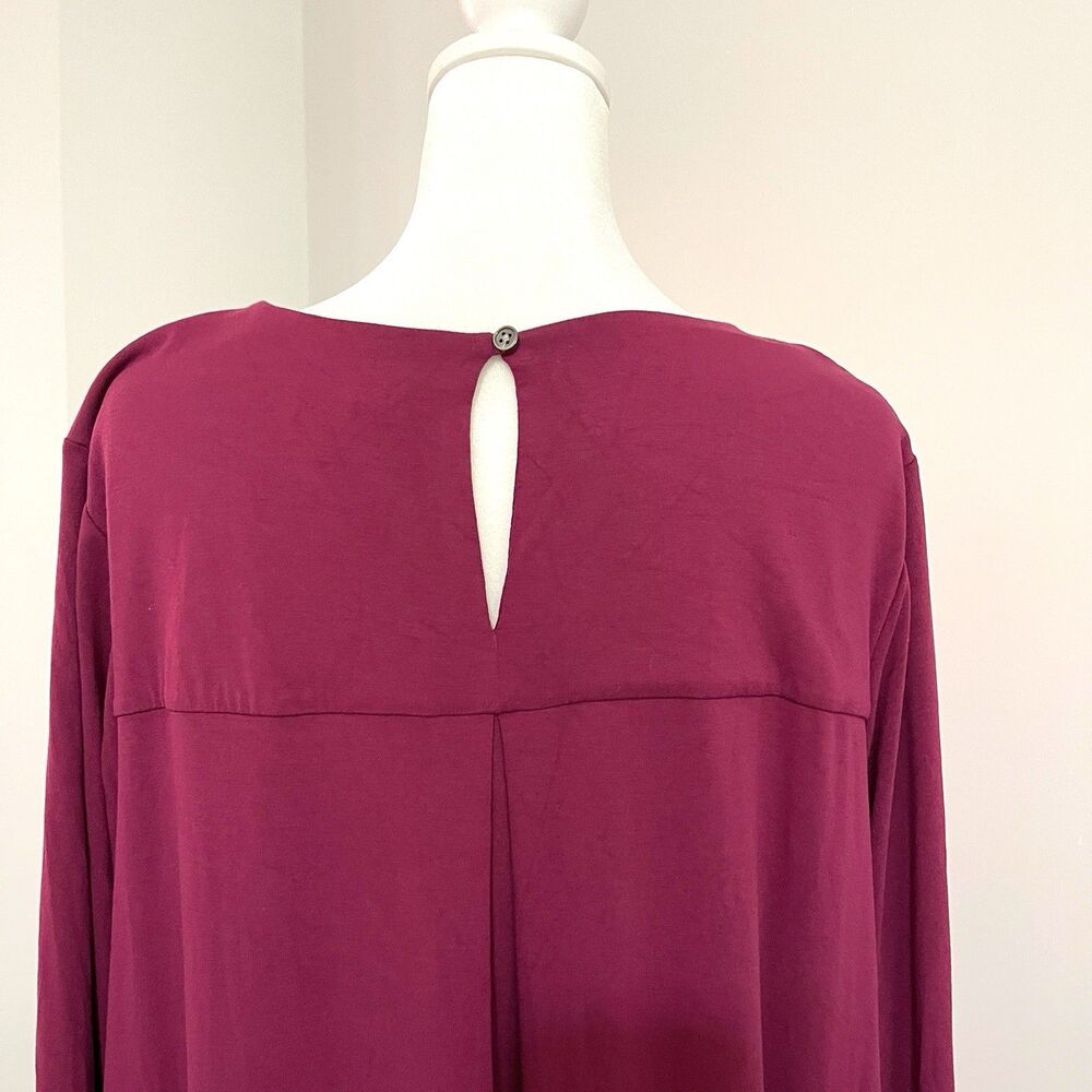 J JILL Wearever Dress Womens XL Key Hole Button Back Stretch Knit Berry - Picture 4 of 11